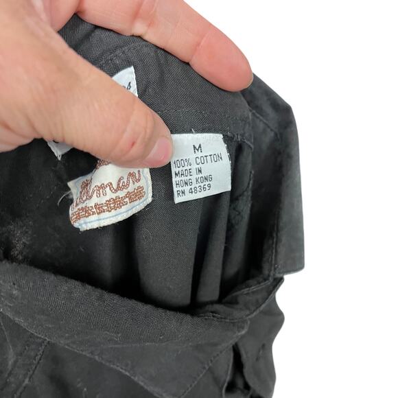 vintage women's M western braided sleeve cut out black button down - Picture 6 of 7